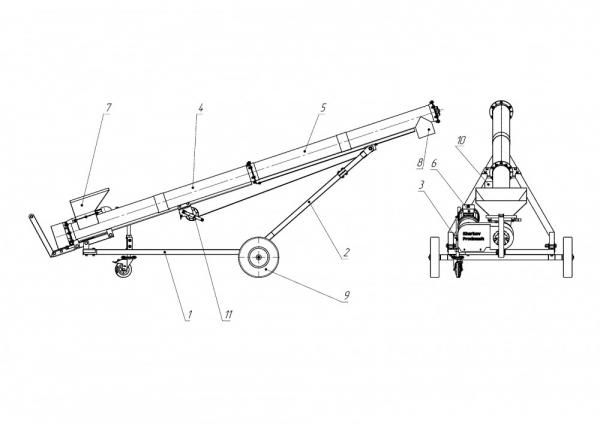Шнеково-винтовой передвижной конвейер